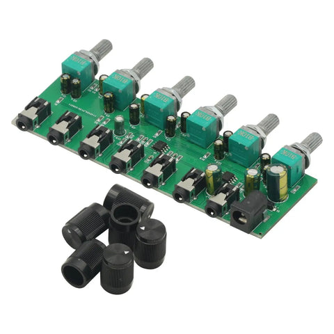 Six Channel Stereo Mixer Audio Distributor With Independent Volume Control For Your Home Studio Setup, Six Inputs And One Output