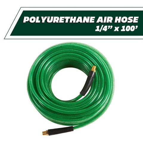 Coiled Pro Grade One Quarter Inch By One Hundred Foot Polyurethane Air Hose 300 PSI cold weather flexible hose
