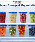 34 Oz Reusable Freezer Safe Food Storage Containers 10 Pack With Twist Top Lids Airtight Meal Prep Containers with fruits in fridge