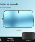 Premium Foldable Front Windshield Sunshade For Tesla Cybertruck And Cyberbeast Blocks Scorching Sunlight with titanium ice material.