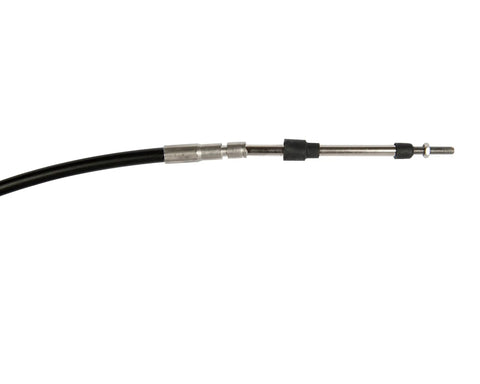 Xtreme Control Cable For SeaStar Solutions OEM Direct Replacement 7 Foot Length With Universal 10 To 32 Thread Ends Durable Marine Steering Cable 4 Inch Bend Radius For Tight Turns, black marine cable end close-up