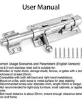 Heavy Duty Six Point Three Inch Stainless Steel Sliding Gate Bolt Lock With Padlock Ready Opening and No Sweat Mounting Kit for Barn Doors and Fences
