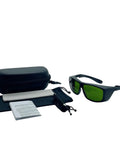 Heavy Duty Ipl Safety Glasses For Laser Hair Removal Photorejuvenation And Elight Shr Gear with green lenses and black case.