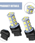 Lit 10 Pack 3156 3157 LED Tail Lights With 18 SMD Chips 6500K White DC12V close-up view showing LED arrangement and connectors
