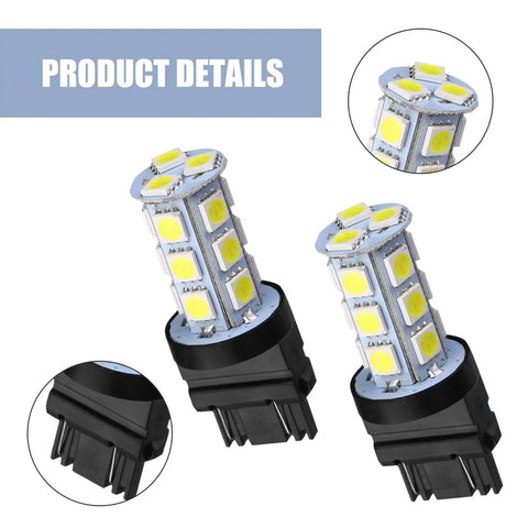 Lit 10 Pack 3156 3157 LED Tail Lights With 18 SMD Chips 6500K White DC12V close-up view showing LED arrangement and connectors
