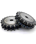 Heavy Duty Double Row Sprocket Wheel 10-30 Teeth Fits Perfect With 06B Duplex Roller Chain close-up of two sprockets.