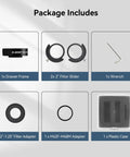 Package includes for Deep Sky Telescope Filter Drawer with magnetic filter holder, including adapters and wrench.