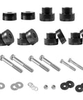 CNC Billet Aluminum Body Mount Bushings Kit For Camaro Nova Chevy II 1967-1981 components including bushings and bolts