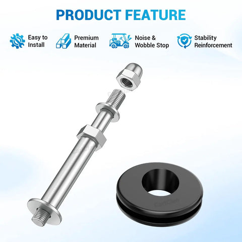 Heavy Duty Golf Cart Front Roof Top Support Repair Kit Locks Down Loose Panels Tight With Stainless Screws Nuts And Washers, showing bolts and washers.