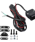 Heavy Duty 12V Winch Switch With Mounting Bracket Featuring Thumb Control Rocker For Atv Utv And 4 Wheeler, includes wires and mounting hardware.