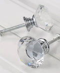 Sparkling Crystal Diamond Glass Cabinet Knob Set 30mm 1.18 Inch Clear Crystal Pulls With Three Size Screws For Dresser Cabinet Closet Doors Upgrade For Your Home Decor, two knobs with screws
