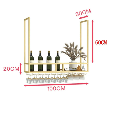 Dope Rustic Ceiling Mounted Wine Rack And Wall Shelf Organizer For Glasses Bottles And Plants Overhead Storage Rack