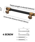10 Pack 5 Inch Black And Antique Brass Kitchen Cabinet Handles Knurled Cabinet Pulls, with measurements and screws included.