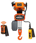 Heavy Duty Workhorse 2 Ton Electric Chain Hoist With Wireless Remote And 20 Ft Power Trolley For Dual Voltage Warehouse Lifting and professional job sites with G80 Chain.