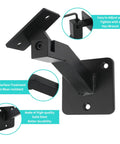 Swivel Handrail Brackets Set, Rugged Heavy Duty Steel Hand Rail Wall Mounts For Staircase Railing, Pack Of 4, Black, Adjustable With Hex Wrench