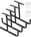 Overhead Garage Storage Hooks Set Four Pack Heavy Duty Ceiling Mount Utility Hangers black metal with screws included