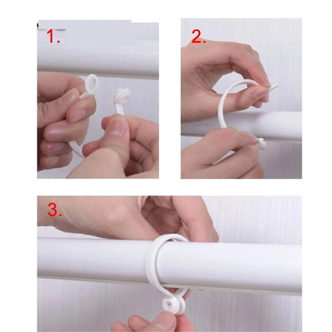 Step-by-step installation of Heavy Duty Plastic Curtain Clips 34mm Openable Rings 200 Pack For Drapery Rods Bathroom Shower Window Blind Hanger Easy Glide Hanging Loop For Velvet And Blackout Drapes Rust Resistant Moisture Proof No Sweat Install
