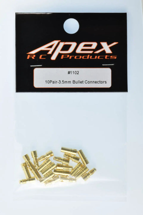 Gold Plated Three Point Five Millimeter Bullet Connectors Set 10 Pairs Male And Female for RC ESCs and motors in packaging