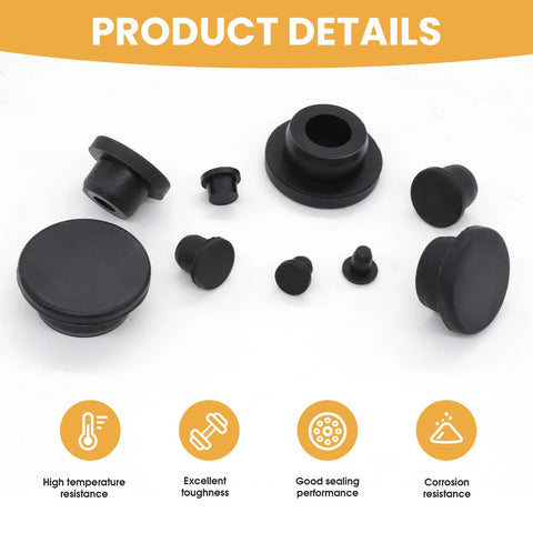 85 Pieces Silicone Rubber Plugs Set In 9 Sizes Black Round Hole Stoppers Waterproof Sealing Plugs For Furniture Bottles Pipes