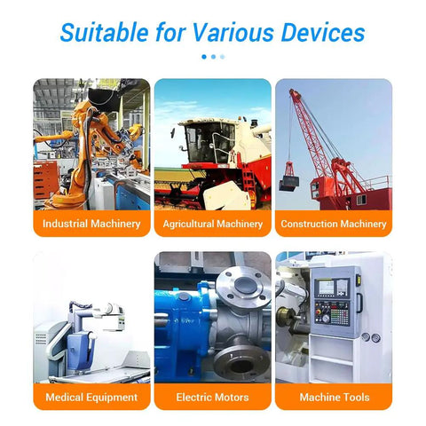 Image showing various machinery types: Industrial, Agricultural, Construction, Medical, Electric Motors, and Machine Tools.