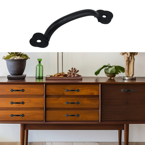 Zinc Alloy Modern Black Pull Handle For Wardrobe Cupboard And Drawer Furniture Hardware Pack Of 12 installed on wooden dresser