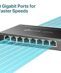 8 Port Gigabit Ethernet Switch With No Fuss Setup And Easy Smart Management for Desktop or Wall Mount Durability