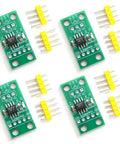 X9C103S Digital Potentiometer Module For Arduino Four Piece Set With Precise Digital Resistance Adjustment, green circuit boards with yellow pin headers.