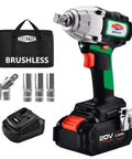 Beast Half Inch Cordless Impact Wrench Kit With 4000mAh 20V Max Battery 400Nm Torque Three Speed Modes showing wrench and tool bag