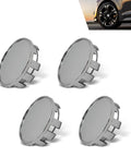 Level Up Your Ride With Premium Silver 4 Pcs Wheel Center Caps Universal Fit For Trucks And Suvs Snap In Rim Hub Covers ABS Build, close-up view.