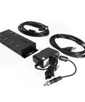 Rugged Metal 4 Port USB 2.0 Powered Hub For Industrial Use With Screw Lock, Mountable Steel Chassis, 480Mbps, power cables