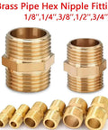 Workhorse Brass Hex Nipple Fittings Male To Male Thread Pipe Coupler Adapter, 1/8 to 1 inch, 50 pack, brass hex nipples.