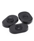 Close-up of Twenty Pack One Quarter Twenty Black T Nuts With Centered Thread For T Slot Track Heavy Duty And Durable For Fifteen Series Aluminum Extrusion One Point Five Inch Base Use With Plates Brackets And Track Accessories