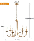 Dope Gold Farmhouse Chandelier With Industrial Style 6 Light Pendant Lighting size details for dining and living spaces