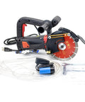Pro Grade 8 Inch Electric Concrete Saw 4800W Wall Chaser Cutter with red blade, water pump hose, and adjustable handle