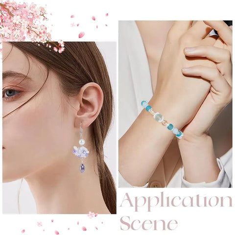 600Pcs Flower Bead Caps Set White And Clear 3 Petal 4 Petal 5 Petal Tulip Petal End Caps in earrings and bracelet view