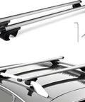 Heavy Duty 49 Inch Aluminum Roof Rack Cross Bars Lockable With 200 Lb Capacity for Raised Rail Vehicles on SUV roof