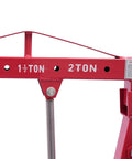 Heavy Duty Folding Hydraulic Engine Hoist And Crane, 2 Ton Capacity With Portable Wheels, showing weight capacity markings.