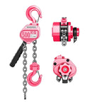Mini Lever Hoist Half Ton 1100 Lbs Capacity 10 Ft Lift Portable Aluminum Ratchet Chain Hoist With G80 Alloy Chain Pink