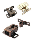 Five Pack Twin Roller Cabinet Door Catches with Screws for Home Furniture, Double Roller Closet Latch Hardware, metal catches in various finishes