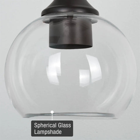 Clear Globe Glass Shades Set, 6 By 5 Inch, 1 5 Eighth Inch Fitter Opening For Threaded Medium Base Socket, hanging view