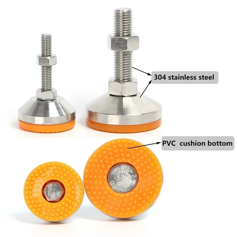 Adjustable Feet M20x85mm For Furniture And Machinery Workhorse Leveling Legs Set For Tables Cabinets Desks Workbenches And Industrial Equipment 115mm Total Height 80mm Base Swivel Levelers Easy Install, 304 stainless steel, PVC cushion bottom