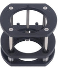 Dead Nuts Accurate Aluminum Router Lift Table With Secure Four Jaw Chuck Mount for quick height tweaks from a top view.