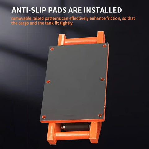 Rock Solid Heavy Duty Crawler Machinery Skates With Alloy Steel Wheels And Straight Traction For Moving I Beams Channel Steel Plates And Industrial Equipment, showcasing anti-slip pad design.