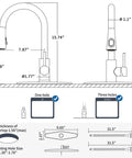 HOMELODY LED Temperature Display Black Kitchen Faucet with Pull Down Sprayer dimensions and installation details blueprint
