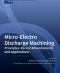 Book cover: Micro-Electro Discharge Machining with Micromachines and MDPI logos on a blue gradient background