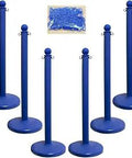 Stanchion Kit With 50 Feet Of 2-Inch Chain And C Hooks, Blue, Pack Of 6, 40-Inch High Poles With 14-Inch Base visible