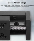 Heavy Duty 200Mm Stroke Xyz Linear Stage Actuator Featuring Single Rail Design And Tough Metal Frame For Cnc Milling, close-up view of alloy rail with stability features.