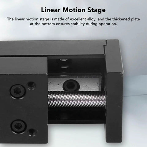 Heavy Duty 200Mm Stroke Xyz Linear Stage Actuator Featuring Single Rail Design And Tough Metal Frame For Cnc Milling, close-up view of alloy rail with stability features.