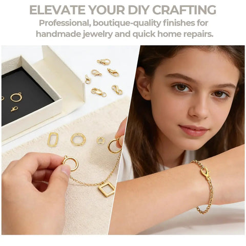 DIY Jewelry Repair Kit For Broken Necklaces And Bracelets With 15 Gold Plated Clasps Including Lobster Clasp Spring Ring Closures