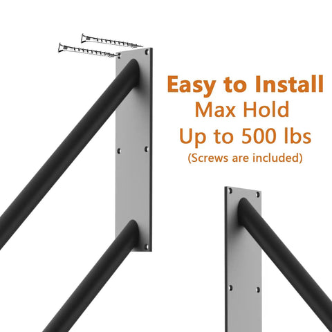 2 Pack 27.5 Inch Black Stair Handrails For 1 To 3 Steps Outdoor And Indoor Wall Mounted Grab Bar Easy install with 500 lbs max hold